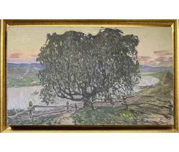 Аракчеев Б.В "Летний вечер", 1963г. Холст, масло. Размер 48х80 см. Вариант каталожной работы "Вечер на Свислочи" № 3261 (артикул №3261) - фото №3