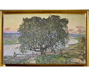 Аракчеев Б.В "Летний вечер", 1963г. Холст, масло. Размер 48х80 см. Вариант каталожной работы "Вечер на Свислочи" № 3261 (артикул №3261) - фото №4