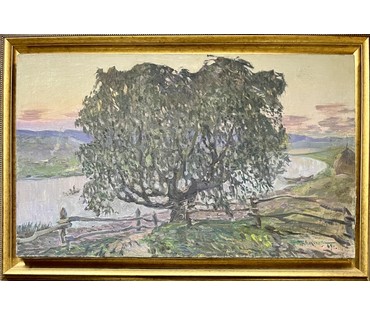 Аракчеев Б.В "Летний вечер", 1963г. Холст, масло. Размер 48х80 см. Вариант каталожной работы "Вечер на Свислочи" № 3261 (артикул №3261) - фото №6