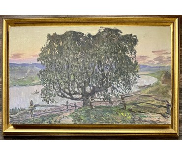 Аракчеев Б.В "Летний вечер", 1963г. Холст, масло. Размер 48х80 см. Вариант каталожной работы "Вечер на Свислочи" № 3261 (артикул №3261) - фото №8