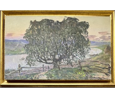 Аракчеев Б.В "Летний вечер", 1963г. Холст, масло. Размер 48х80 см. Вариант каталожной работы "Вечер на Свислочи" № 3261 (артикул №3261) - фото №11