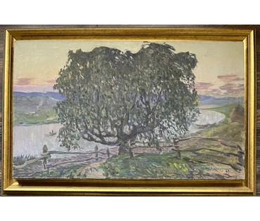 Аракчеев Б.В "Летний вечер", 1963г. Холст, масло. Размер 48х80 см. Вариант каталожной работы "Вечер на Свислочи" № 3261 (артикул №3261) - фото №2