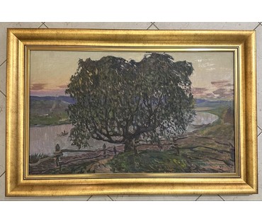 Аракчеев Б.В "Летний вечер", 1963г. Холст, масло. Размер 48х80 см. Вариант каталожной работы "Вечер на Свислочи" № 3261 (артикул №3261) - фото №1