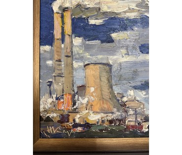 Казакевич Н.К "Индустриальный пейзаж", 1962г. Картон, масло. Размер 50х69 см. № 3262 (артикул №3262) - фото №2