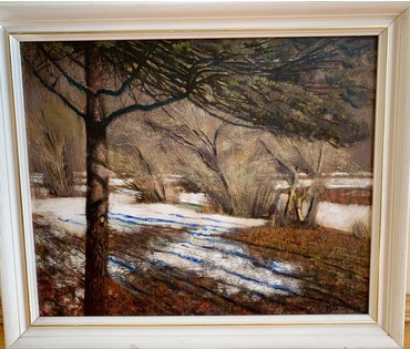 Казаков Б.И "Последний снег", 1998 г. ДВП, масло. Размер 45х54 см. № 3263 (артикул №3263) - фото №2
