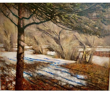Казаков Б.И "Последний снег", 1998 г. ДВП, масло. Размер 45х54 см. № 3263 (артикул №3263) - фото №3