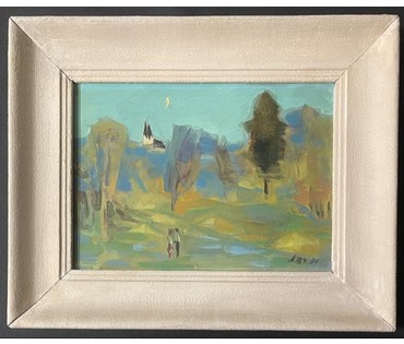 Щемелёв Л.Д "Вясна ў Раўбічах", 1990г. Размер в раме 38,5х47,5 см., без 25х35 см. № 3286 (артикул №3286) - фото №4