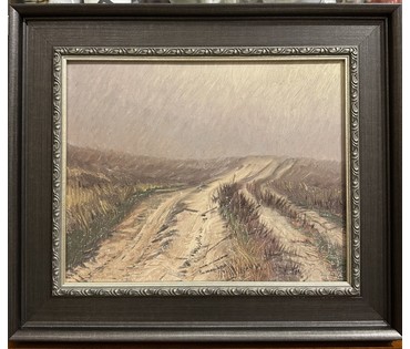 Шкарубо В.Ф "Дорога", 1996г. ДВП, масло. Размер 32х26см. с рамой 41,5х35,5 см.№ 3310 (артикул №3310) - фото №1