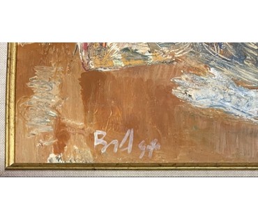Акулов В.И "Автопортрет", 1994г. ДВП, масло. Размер 48х48 см. с рамой. № 3436 (артикул №3436) - фото №5