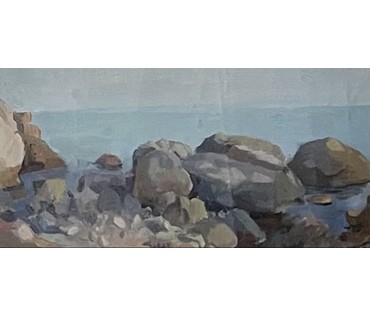 Бржозовский Г.Ф "Крымские пейзажи", картон, масло. Размер с родной рамой и паспарту 104х44см. № 3440 (артикул №3440) - фото №7