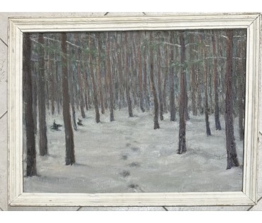 Бржозовский Г.Ф "Зимний лес", холст, масло на картоне. Размер 62,5х47 см. № 3463 (артикул №3463) - фото №1