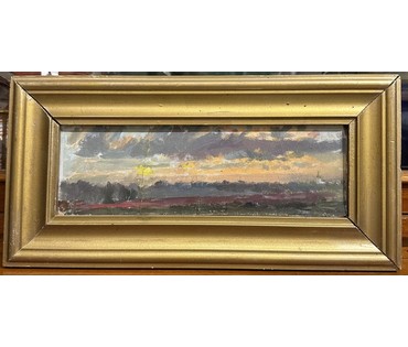 Бржозовский Г.Ф "Пейзаж". Картон, масло. Размер 38,5х19 см. № 3469 (артикул №3469) - фото №1