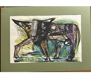 Акулов В.И "Альфа-самец",1995г. Смешанная техника. Размер 43х61 см. № 3476 (артикул №3476) - фото №1