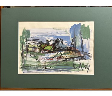 Акулов В.И "Минималистический пейзаж", 1994г. Смешанная техника. Размер 43х61 см. № 3477 (артикул №3477) - фото №1
