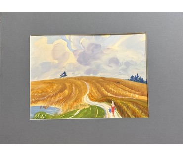 Чепик М.Ф"Ржаное поле",1982г. Бумага,гуашь. Размер с паспарту 64х47 см. № 3491 (артикул №3491) - фото №1