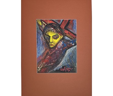 Акулов В.И "Распятие", 2005г. Смешанная техника. Размер с паспарту 50х70 см. № 3502 (артикул №3502) - фото №1