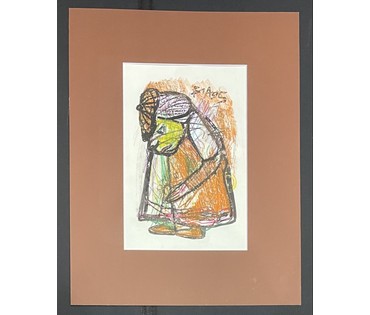 Акулов В.А "Оскорблённый", 1995. Бумага,акрил. Размер 60х47см. № 3509 (артикул №3509) - фото №1