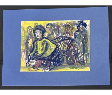 Акулов В.И "Будни рикши", 2005г. Смешанная техника. Размер с паспарту 50х70 см. № 3534 (артикул №3534) - фото №1