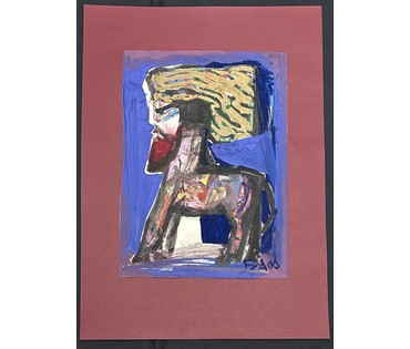 Акулов В.И "Кентавр", 2006г. Картон, акрил, смешанная техника. Размер с паспарту 50х70 см. № 3535 (артикул №3535) - фото №1