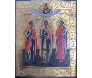 Святые Гурий, Самон, Авив( покровители семьи). Россия, 19ый век. (артикул №81) - фото №1