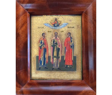 Святые Гурий, Самон, Авив( покровители семьи). Россия, 19ый век. (артикул №81) - фото №2
