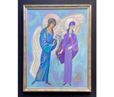Поплавский Г.Г "Благовещение", 2017г. Холст, акрил. Размер 55х70 см. № 3614 (артикул №3614) - фото №1
