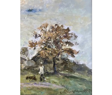 Исаёнок Н.И "Хутор Г.Поплавского", 1999г. Оргалит, масло.Размер с рамой 60х70 см. № 3629 (артикул №3629) - фото №3