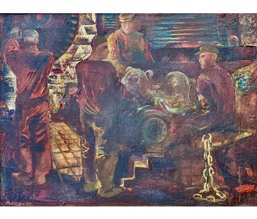 Алесь Мара (Марочкин А.А. 1940 г.р.) «В цехе БЕЛАЗа» 1970 год. Размер 66х85см. (артикул №3645) - фото №4