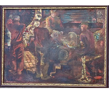 Алесь Мара (Марочкин А.А. 1940 г.р.) «В цехе БЕЛАЗа» 1970 год. Размер 66х85см. (артикул №3645) - фото №2
