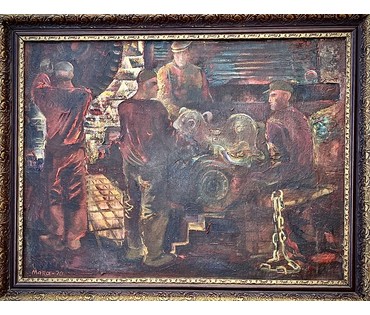 Алесь Мара (Марочкин А.А. 1940 г.р.) «В цехе БЕЛАЗа» 1970 год. Размер 66х85см. (артикул №3645) - фото №1