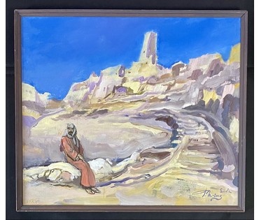 Поплавский Г.Г. Каталожная работа "У подножия тысячелетий", 2013г. Холст, акрил. Размер 63х73 см. № 3652 (артикул №3652) - фото №1