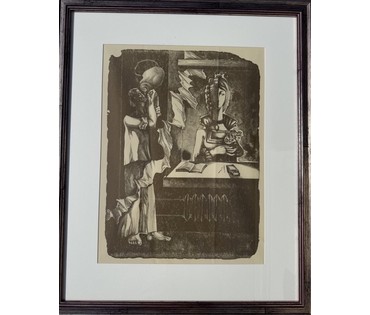 Скрипниченко Г.С. Художник-сюрреалист, "белорусский Дали". Литография. Размер с рамой и паспарту 51х62 см. № 3659 (артикул №3659) - фото №1