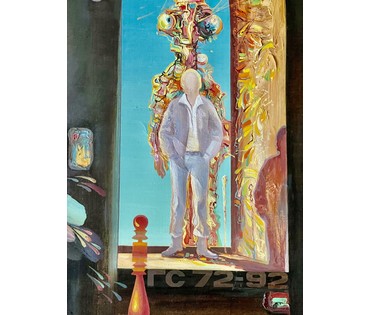 Скрипниченко Г.С. Художник-сюрреалист, "белорусский Дали". Каталожная работа "Весенняя аритмия.Музыканты", 1972-1992г.г. Минск. Холст, масло. Размер с рамой 95,5х66см. № 3664 (артикул №3664) - фото №3
