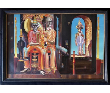 Скрипниченко Г.С. Художник-сюрреалист, "белорусский Дали". Каталожная работа "Весенняя аритмия.Музыканты", 1972-1992г.г. Минск. Холст, масло. Размер с рамой 95,5х66см. № 3664 (артикул №3664) - фото №2