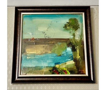 Щемелёв Л.Д "Мая Беларусь", 1981г. ДВП, масло. Размер с рамой 42,5х42,5 см. № 3666 (артикул №3666) - фото №2