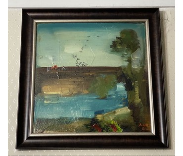 Щемелёв Л.Д "Мая Беларусь", 1981г. ДВП, масло. Размер с рамой 42,5х42,5 см. № 3666 (артикул №3666) - фото №3