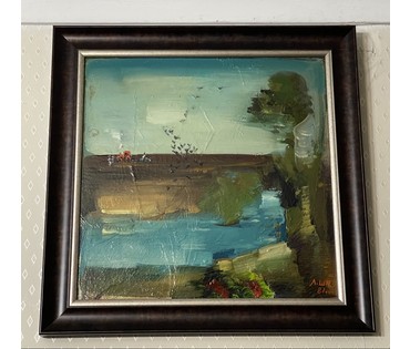 Щемелёв Л.Д "Мая Беларусь", 1981г. ДВП, масло. Размер с рамой 42,5х42,5 см. № 3666 (артикул №3666) - фото №4