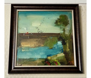 Щемелёв Л.Д "Мая Беларусь", 1981г. ДВП, масло. Размер с рамой 42,5х42,5 см. № 3666 (артикул №3666) - фото №5