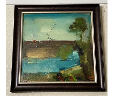 Щемелёв Л.Д "Мая Беларусь", 1981г. ДВП, масло. Размер с рамой 42,5х42,5 см. № 3666 (артикул №3666) - фото №1