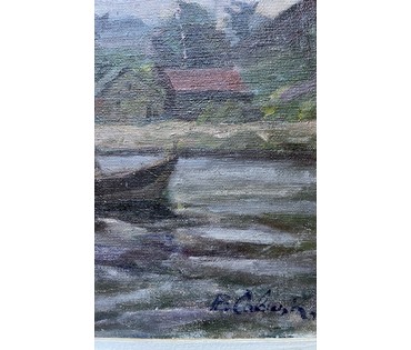 Савицкий В.Н "Нёманские рыбаки", 1963г. Холст, масло. Размер 33,5х57,5 см. № 3676 (артикул №3676) - фото №7