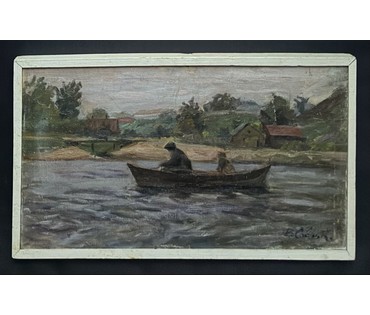 Савицкий В.Н "Нёманские рыбаки", 1963г. Холст, масло. Размер 33,5х57,5 см. № 3676 (артикул №3676) - фото №6