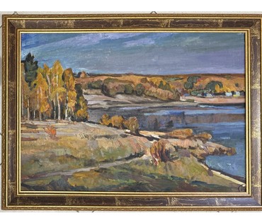 Катков С.П "Осень над водой", 1960 г. Холст, масло на картоне. Размер 50х70 см. № 3686 (артикул №3686) - фото №1