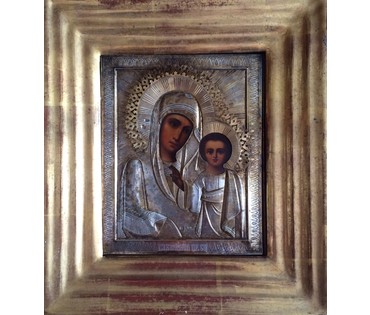 Казанская Пресвятая Богородица. Россия, конец 19ого века; 84ая проба. (артикул №99) - фото №1