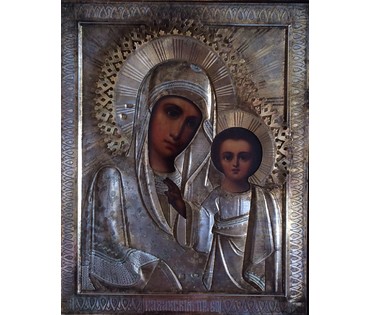 Казанская Пресвятая Богородица. Россия, конец 19ого века; 84ая проба. (артикул №99) - фото №2