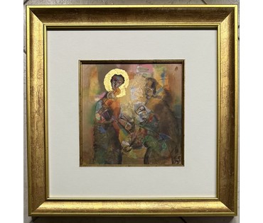 Литвинова З.В "Коляды". Бумага, авторская техника. Размер с рамой и паспарту 37,5х37,5 см. № 3728 (артикул №3728) - фото №1