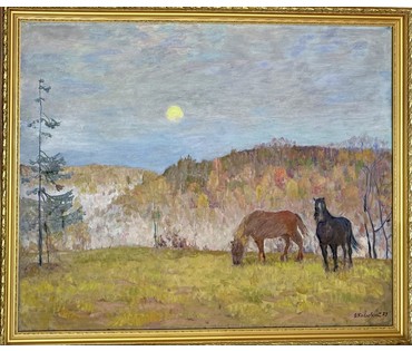 Козловский А.С "Утро туманное", 1973г. Холст, масло. Размер с рамой 107,5х88 см. № 3742 (артикул №3742) - фото №1