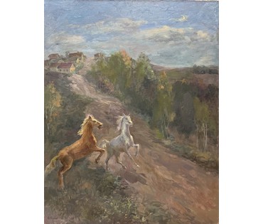 Козловский А.С "Весенние игры", 1971г. Холст, масло. Размер с рамой 93х114 см. № 3753 (артикул №3753) - фото №2