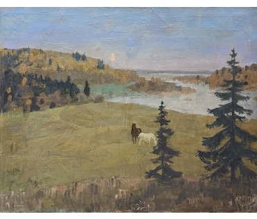 Козловский А.С "Тихая песня"", холст, масло. Размер с рамой 114х93.5 см. № 3754 (артикул №3754) - фото №2