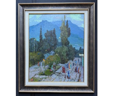 Маслеников П.В "В Крыму", 1982г. Картон, масло. Размер с рамой 54х63,5 см. № 3788 (артикул №3788) - фото №4