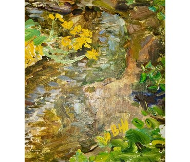 Жолток В.К "Ручеёк", этюд. Картон, масло. Размер с рамой 36,5х53 см. № 3801 (артикул №3801) - фото №5